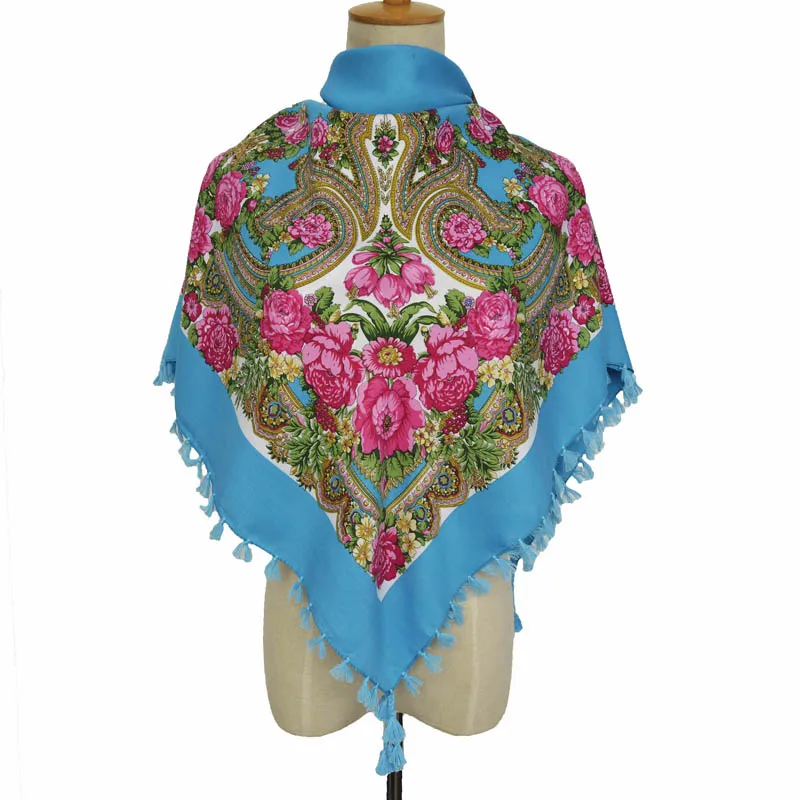 [FAITHINK] цветочный женский весенний квадратный шарф в русском стиле Женский