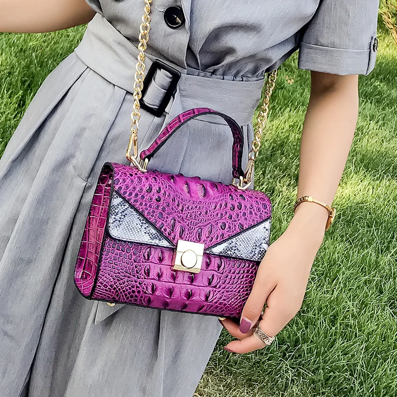 2019 новая корейская мода мини косая крокодиловая цепь маленькая квадратная сумка