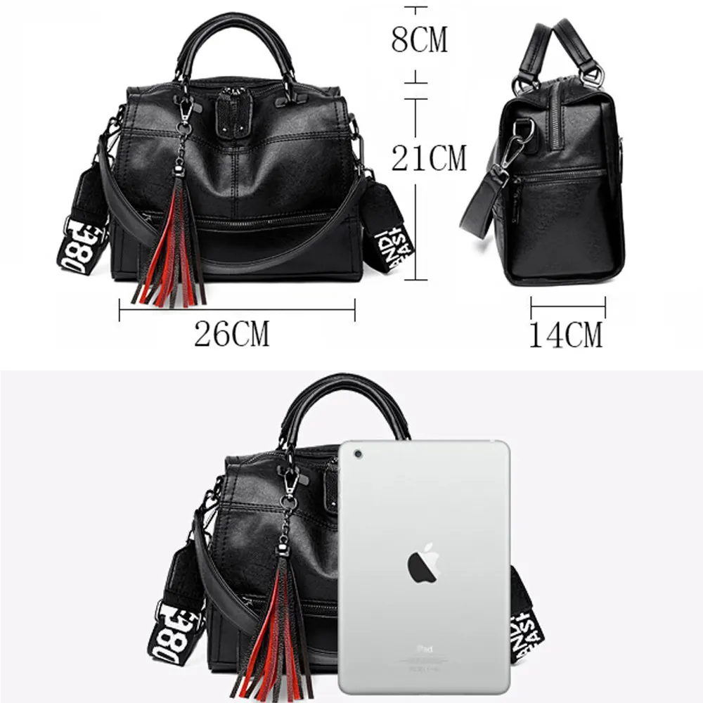 Женские кожаные сумки с кисточками повседневные винтажные через плечо 2019 | Багаж