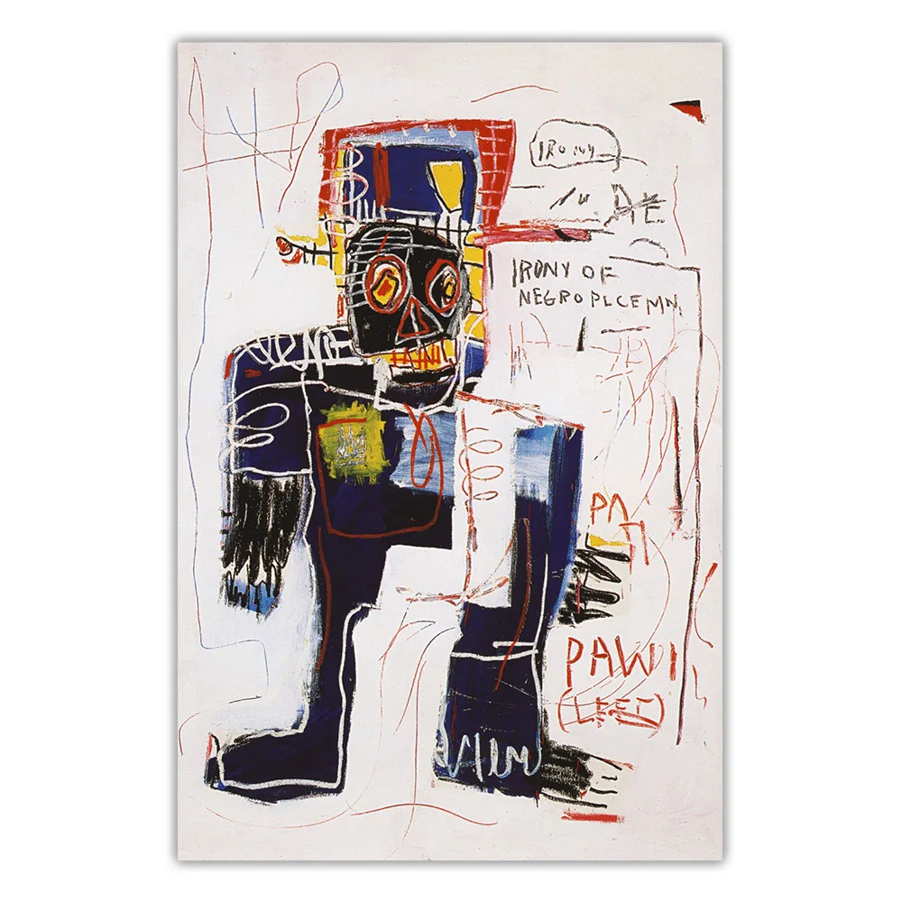 

Holover Jean Michel Basquiat "Irony of Negro Policeman"Abstract Graffiti Canvas Oil Painting Artwork Poster Wall Art Home Decor