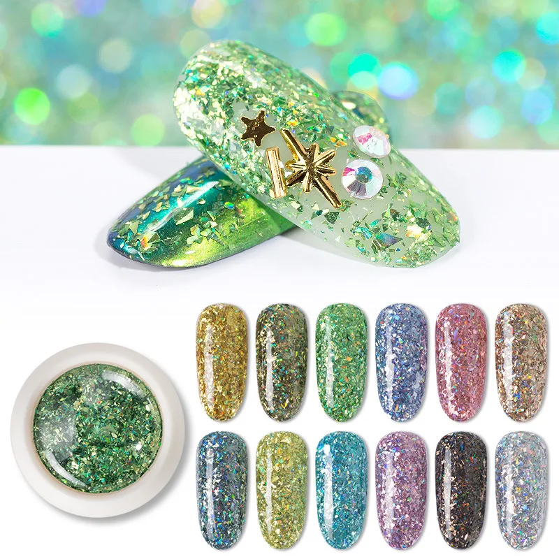 

New aurora Sequin 0.5g irregular laser triangular Sequin glitter powder mixed with nail fairy's pupil Sequin nails accessories
