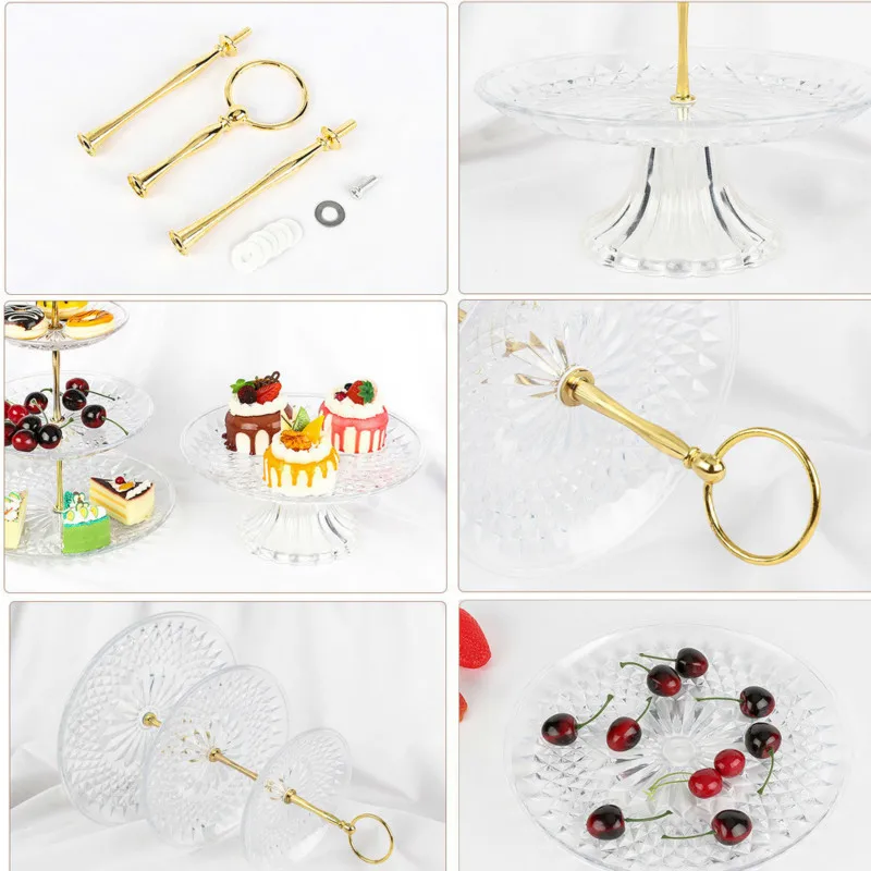 Съемный 3 слойный пластиковый поднос для хранения фруктов торта настольная полка