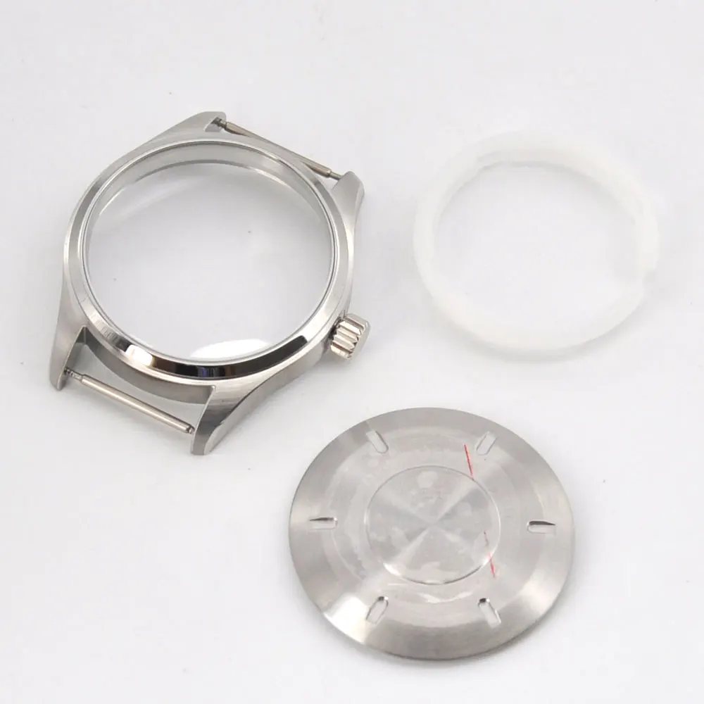 Часы мужские, серебристый чехол 40 мм, нержавеющая сталь 316SS, полированные, подходит для NH35, 36, автоматический механизм ETA 2824, модные, новые, механические