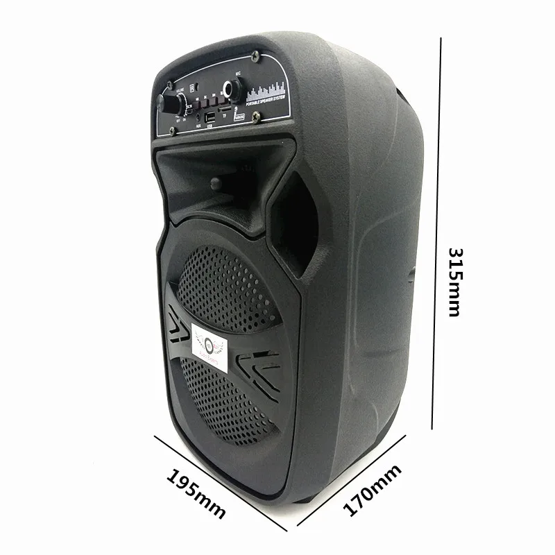 6.5 Inch Outdoor Active Subwoofer Car Audio 100W 4Ohm Built-in Li Battery With Bluetooth USB/TF Card/AUX/FM Radio/Microphone |