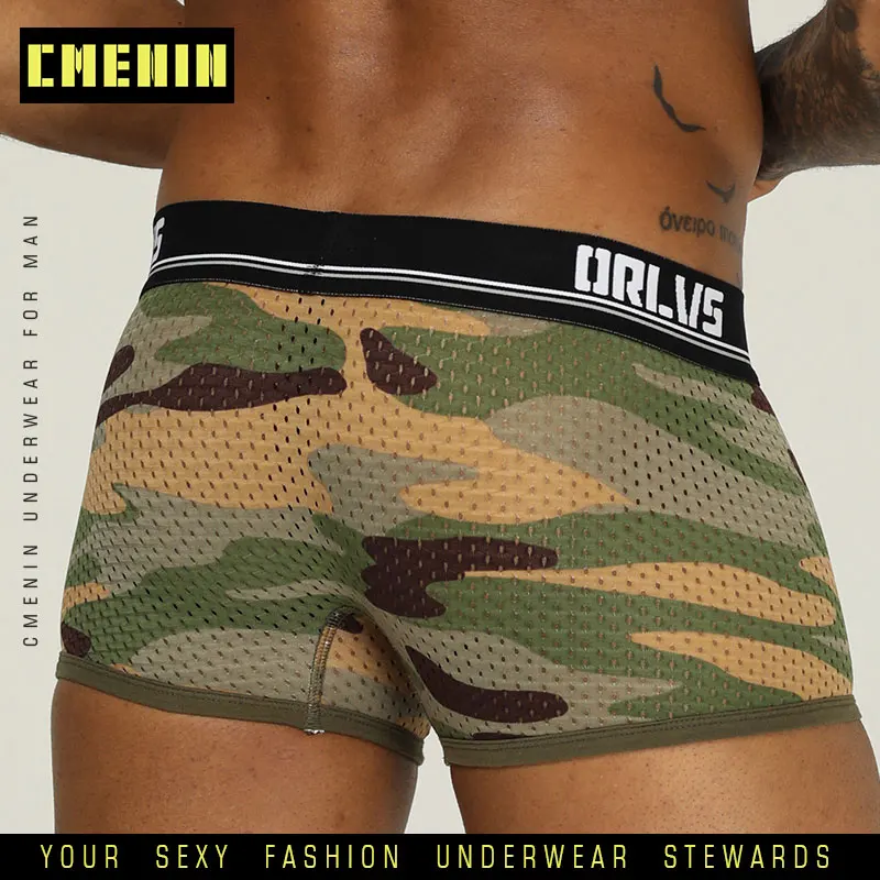 Нижнее белье с героями мультфильмов, мягкие, cueca masculina, мужские сексуальные сетчатые трусы-боксеры из Ice Silk, четыре цвета, мужские шорты с u-образным мешочком, одноцветные Cuecas OR191