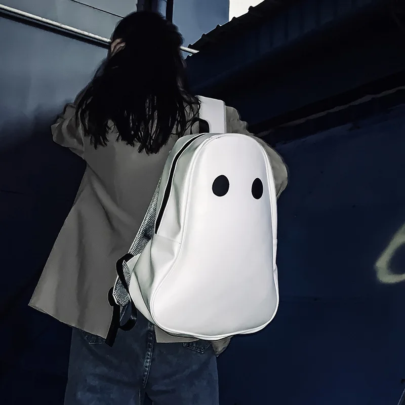 

Creative spoof backpack Korean version of ins net red pu profiled simple street trend hip-hop large-capacity schoolbag female