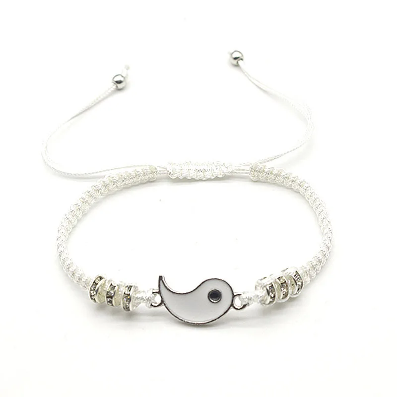 

Couple Bracelets Hematite Leather Cord Braid Chain Bracelet Chinese Tai Chi Alloy Pendant Two-piece Woven Lover Bracelet Gift