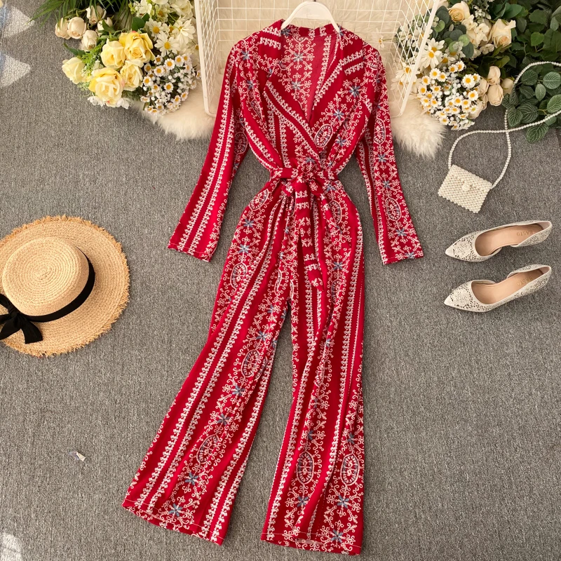 SINGRAIN женские шифоновые Комбинезоны с принтом весенний винтажный Блейзер длинные