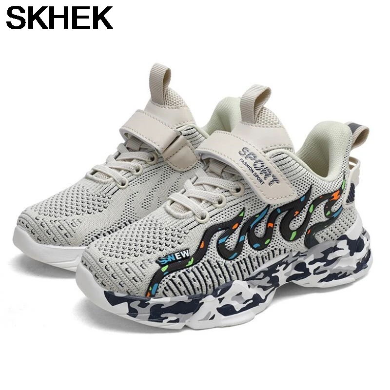 

SKHEK Summer Kids Sport Shoes Blue Grey Breathable Mesh Boys Running Shoes For Girls Sneakers Outdoor Basket Sneaker