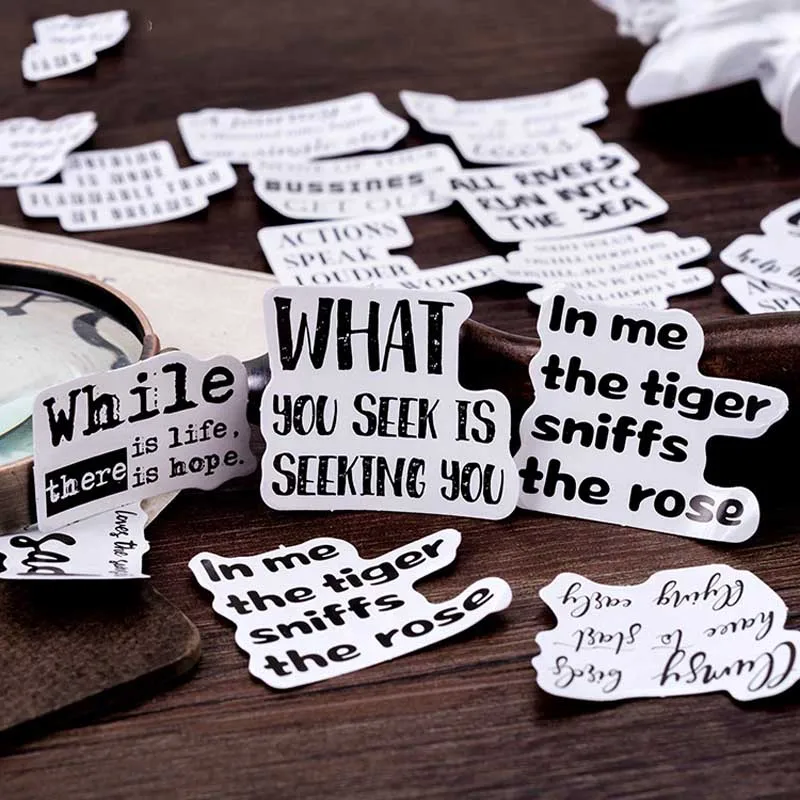

46Pc/lot Vintage English Words Stickers Letter Paper Stationery Sticker Set For Diy Scrapbook Card Making Craft Lettering School