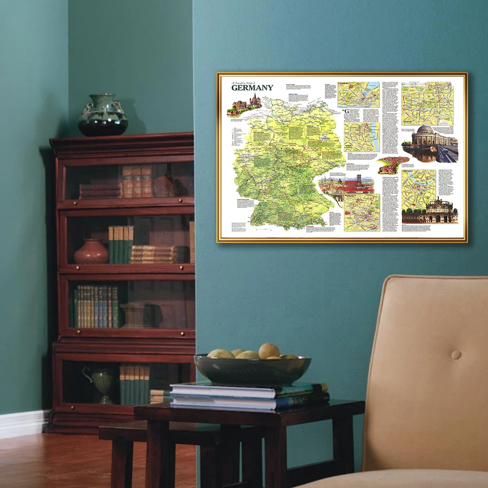 

59*42 cm The Germany Travel Map In 1991 Wall Art Vintage Poster Canvas painting Home Decoration Travel & School Supplies