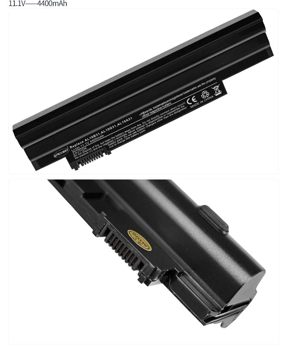 Apexway 11,1 v Аккумулятор для ноутбука acer AL10A31 AL10B31 AL10G31 Aspire One D255 D260 D270 522 722 AOD255 AOD257 AOD260 черный