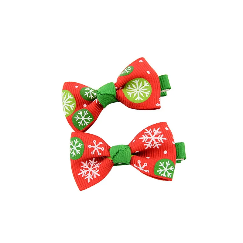 10pcs/set Baby Girl Print Ribbon Bow Chirstmas Hairband Children Bowknot Hair Clip Safety Alligator Clips Kids Accessories | Детская