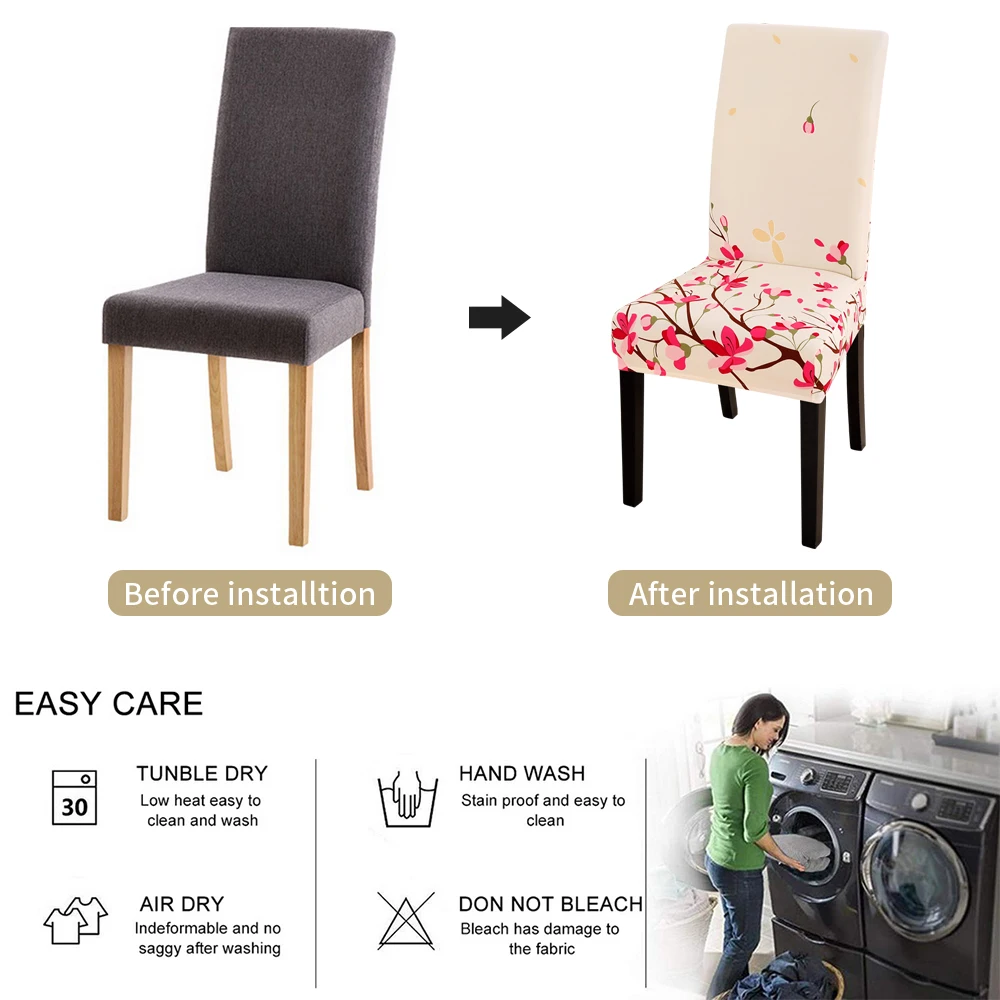 1Pc Spandex Elastic Printed Modern Protective Chair Cover European Style One-piece Dining Covers Multi-style |
