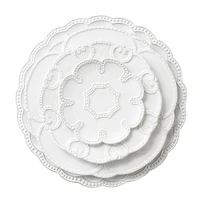 ceramic plate white relief flower shape dinnerware vintage lace snacks bread steak dish tableware household kitchen supplies