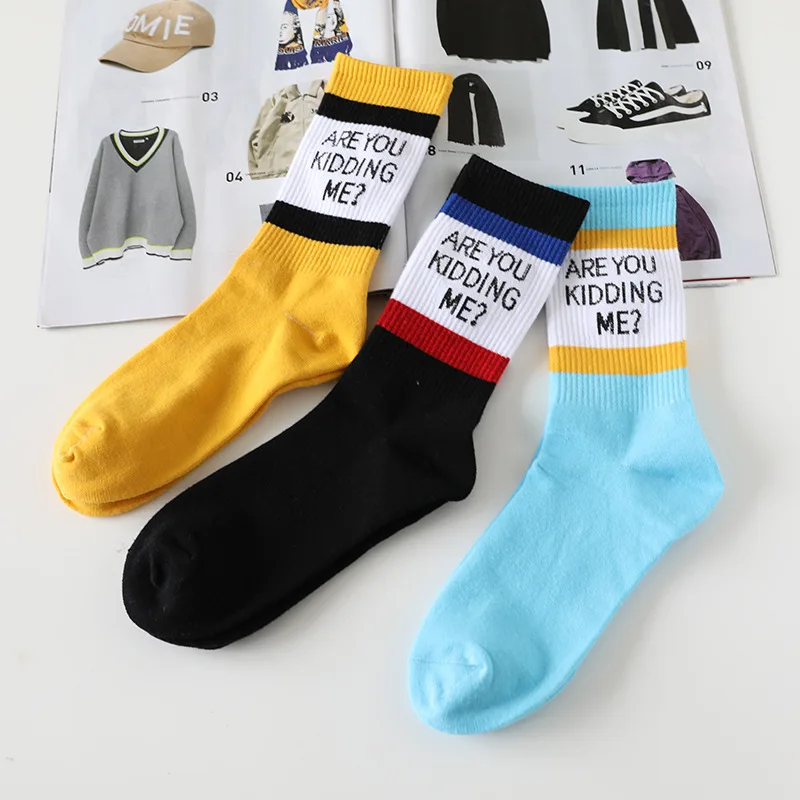 

Cotton Sports Socks Street Fashion Brand Personality Harajuku Korean Style Alphabet Socks Middle Tube Skateboard Trendy Socks