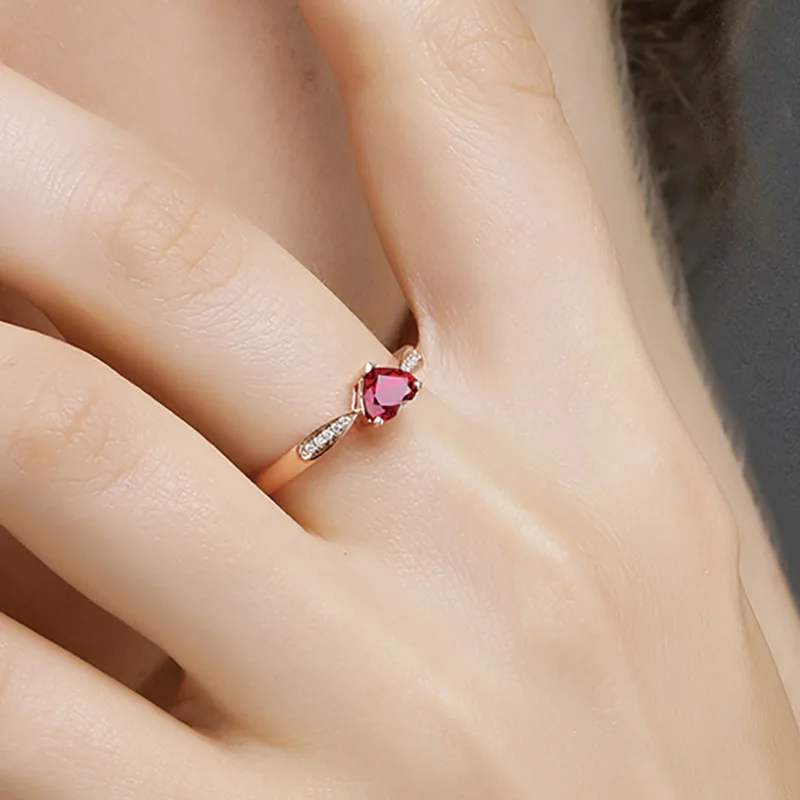 

Wong Rain Vintage 100% 925 Sterling Silver Heart Ruby Gemstone Wedding Engagement Cocktail Rose Gold Ring Fine Jewelry Wholesale