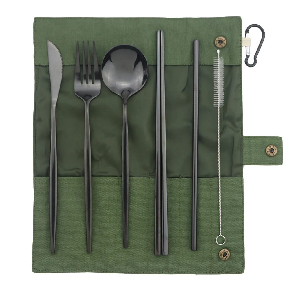 Набор посуды из нержавеющей стали 7 шт. портативные дорожные столовые приборы