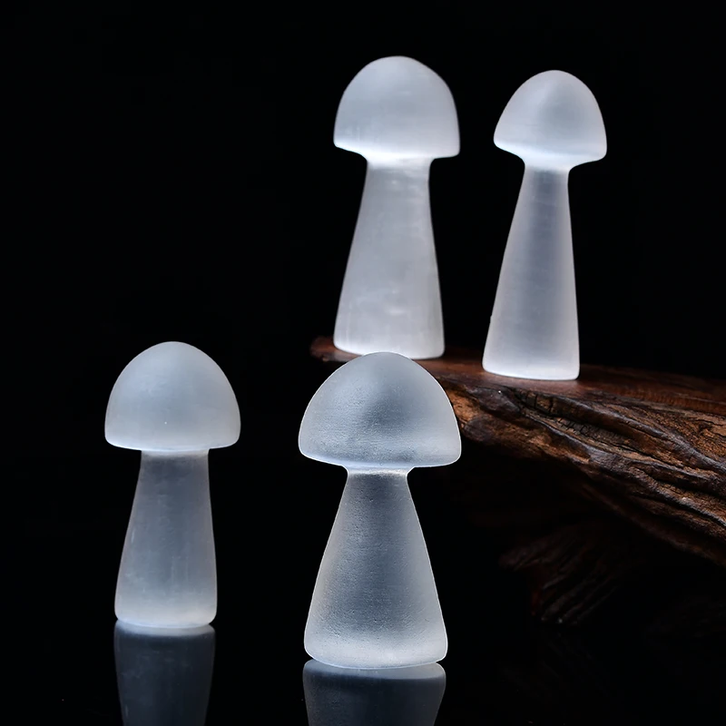 Натуральный белый селен маленький гриб Ручной Работы Хрустальный резьбовой