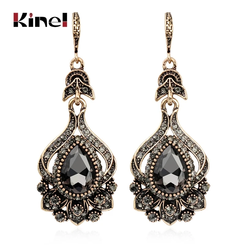 Kinel – boucles d'oreilles de mariée en cristal gris pour femmes  bijoux Vintage de luxe de couleur