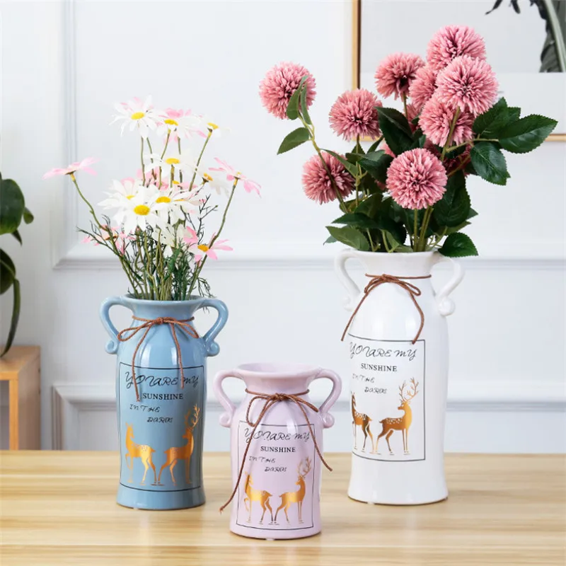 Скандинавская керамическая гидропонная ваза креативная с золотым оленем для