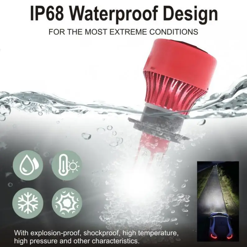 2 шт. 5202/9005/9006/9012/H4/H7/H8/H11/H13 72 Вт 8000LM 6500 к противотуманный светильник комплект автомобильных светодиодных фар светильник Комплект IP67 Водонепроницаемый подходит для автомобиля