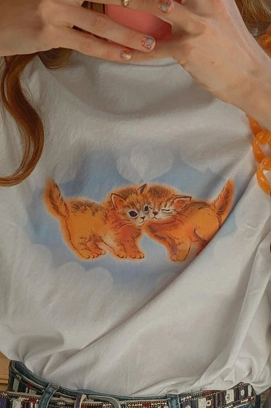 Футболка женская с круглым вырезом и коротким рукавом милая Повседневная