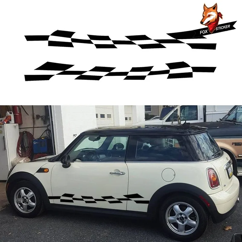 

2pcs Checkered Flag Sport Styling Vinyl Car Classic Sticker Auto Graphic Kit Decals Vinyl Car Truck Body Racing Stripe Sticker