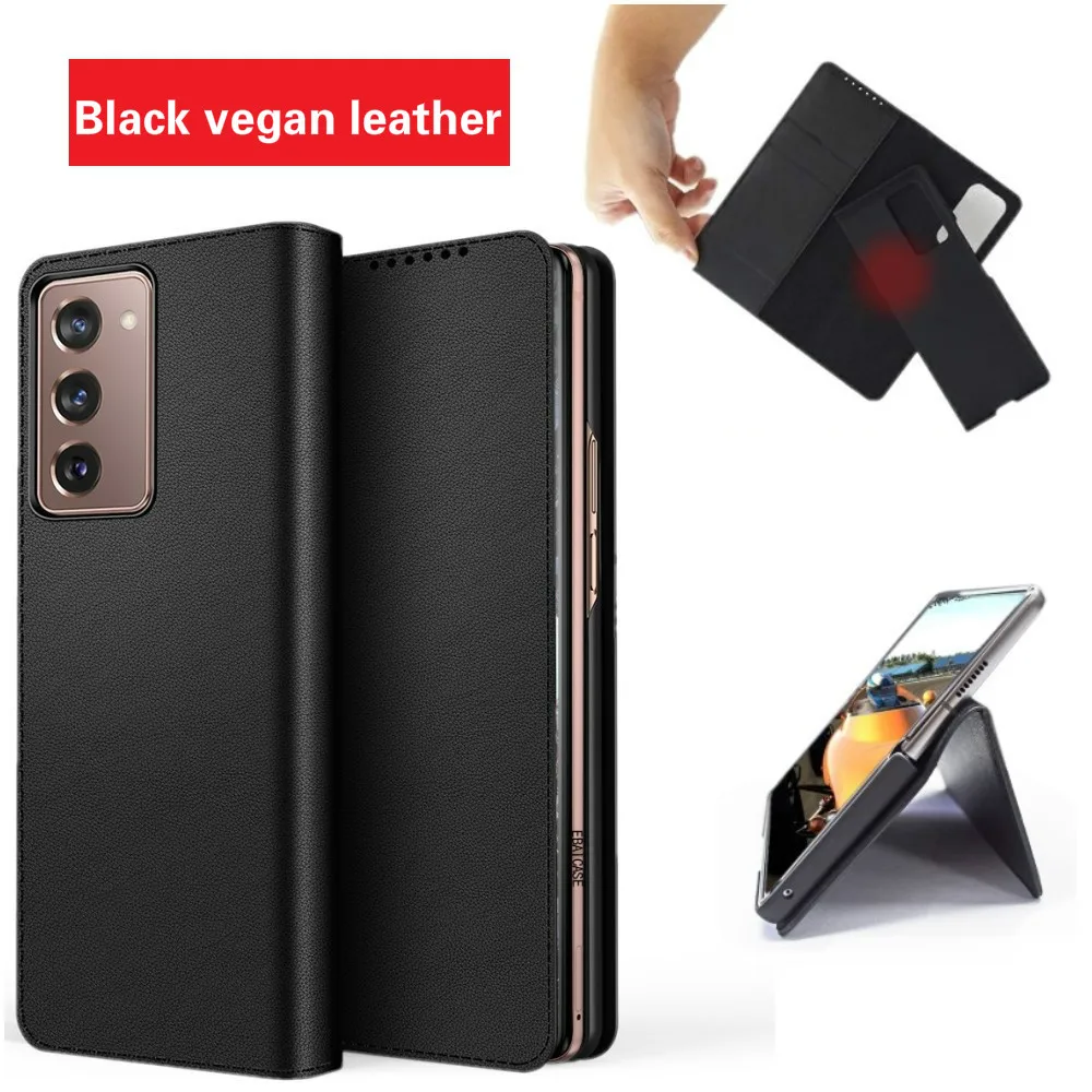 luxury genuine leather case for samsung galaxy z fold 2 5g case card pocket flip cover shockproof shell for galaxy z fold2 case free global shipping