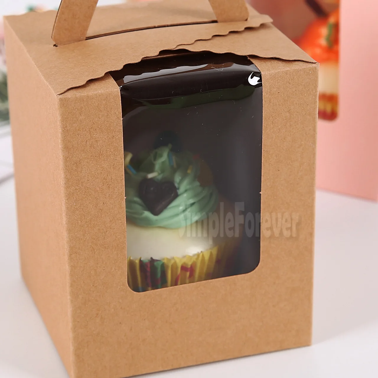 100 шт./лот коробки для кексов с окошком и ручкой коробка макарунов/коробка