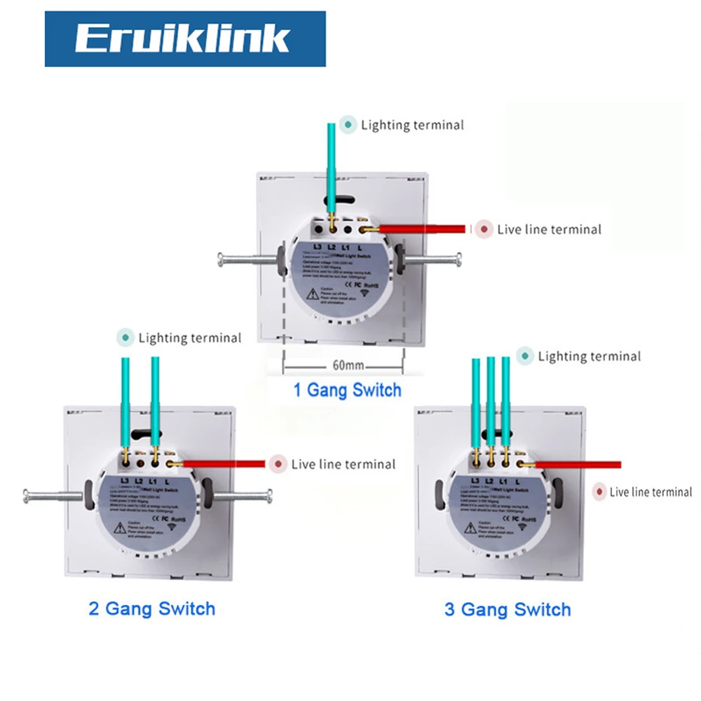Сенсорный выключатель стеклянная панель из хрусталя 1-позиционный сенсорный