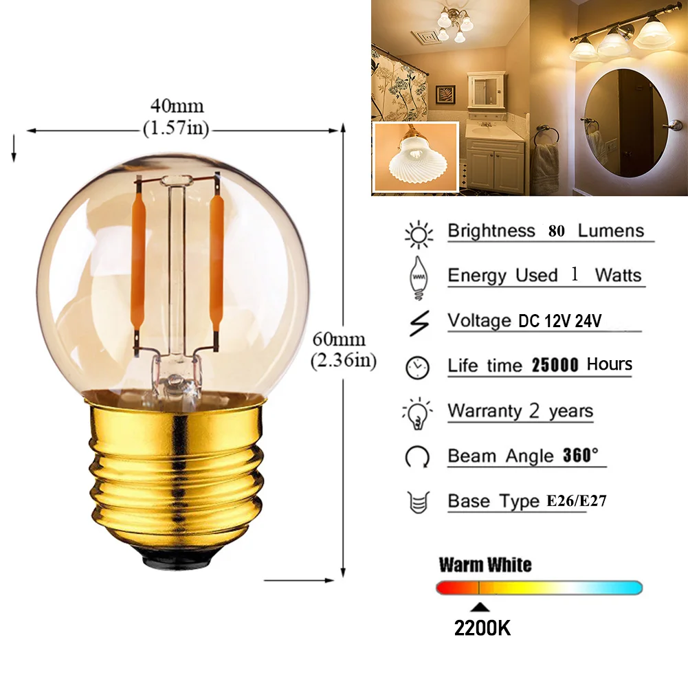 AC DC 12V 24V низшее Напряжение светильник лампочка E27 E12 E14 ламп накаливания lusta Led 2200K