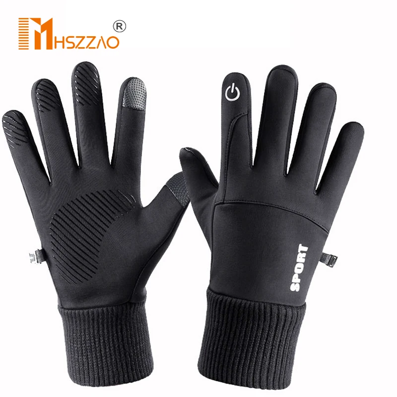 

1 Pair Motorcycle Snowboard Gloves Non-slip Ski Gloves Warm Fleece Gloves Outdoor Sports Gloves Touch Screen Men Driving