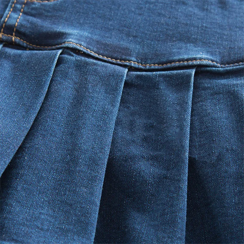 

Denim Skirt With Ruffles 6XL 7XL Plus Size Jeans Skater Woman High Waist Bottom Female Casual Pleated Micro Mini Short Jurken