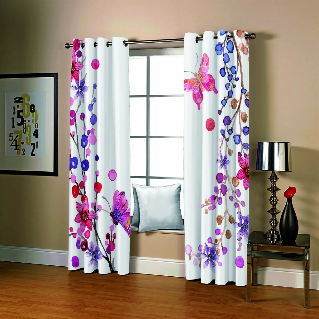 Занавески с принтом бабочек SOFTBATF затемняющие шторы s тканевые занавески оконные