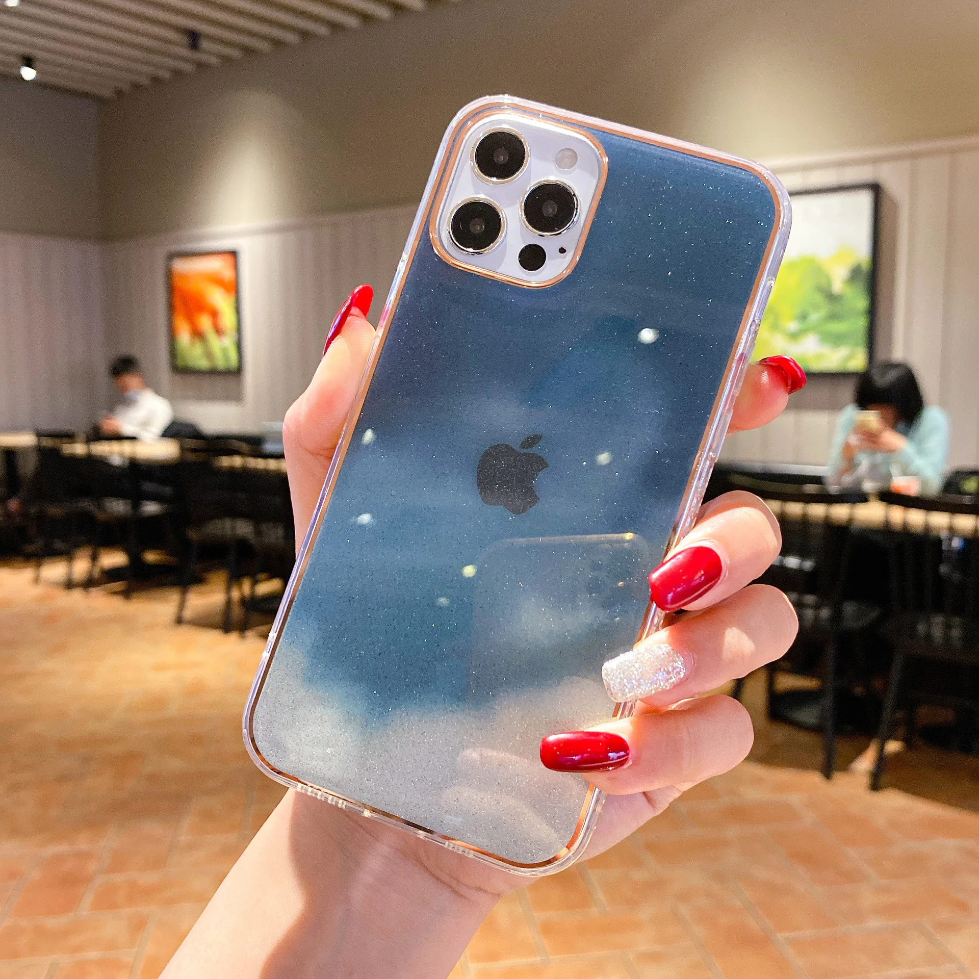 

IPhone 12 Pro Max watercolor glitter mobile phone case allinclusive xr aurora plating gradient iphone 11 pro max cases for girls