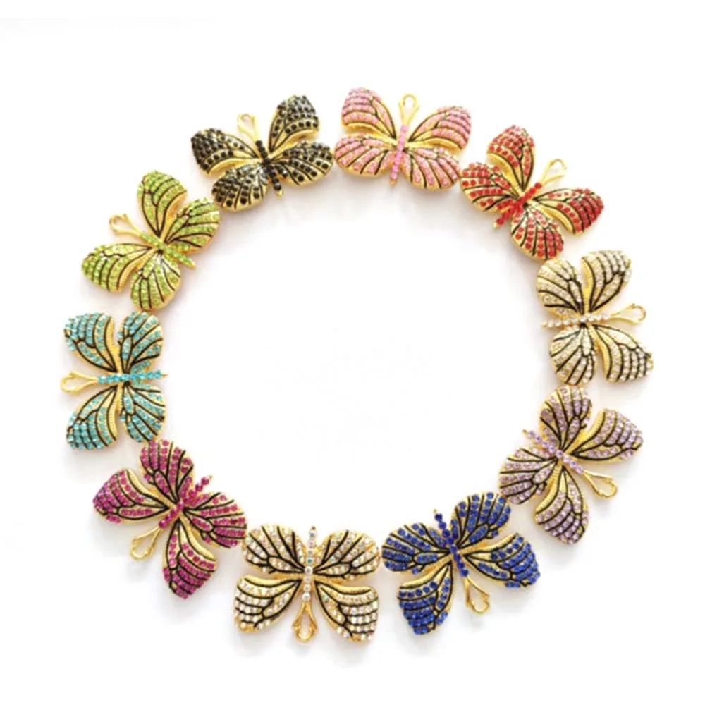 

10pcs Crystal Butterfly Charms Gift for women DIY Jewelry Necklace & Bracelets Anklet Chain Accessories D006