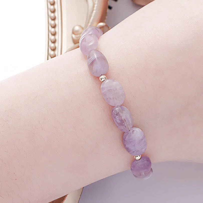 

Amethyst Beautiful Purple Agate Women Bracelets On Hand Chain Bangles Jewelry Aesthetic Fashion Female Popular Now New 2021