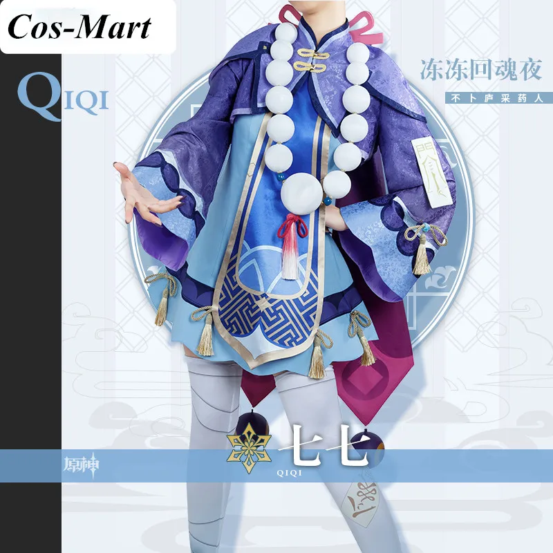 

Cos-Mart Game Genshin Impact Qiqi Cosplay Costume Fashion Zombie Uniform Unisex Halloween Party Role Play Clothing Custom-Make