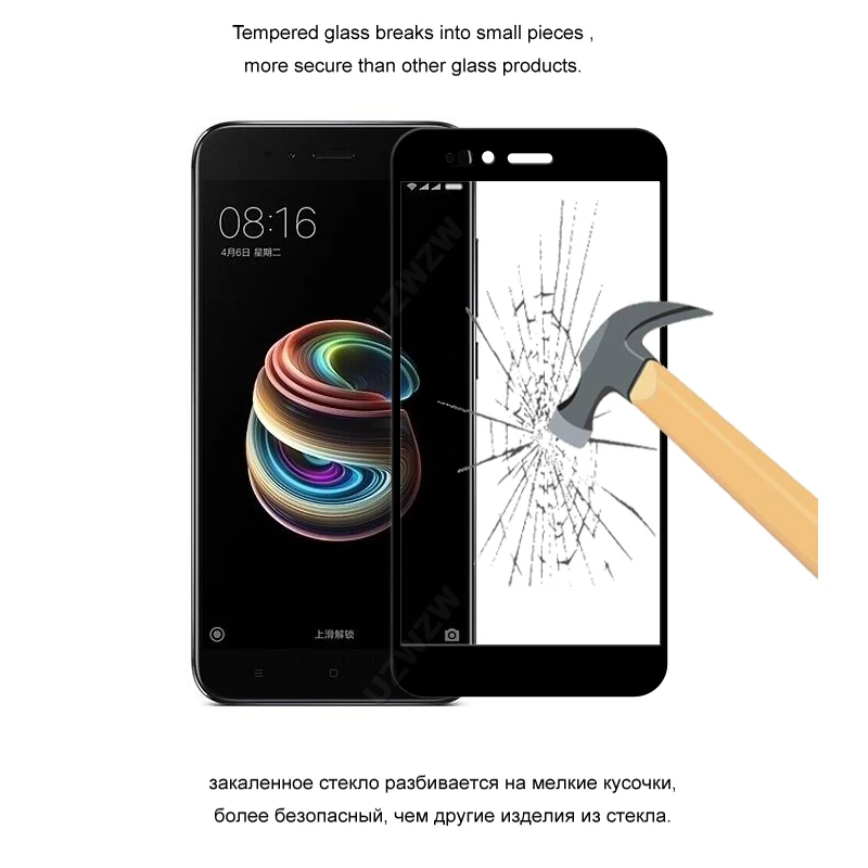 2 шт. для Xiaomi Mi A1 стекло полное покрытие закаленное Защита экрана твердость 9H