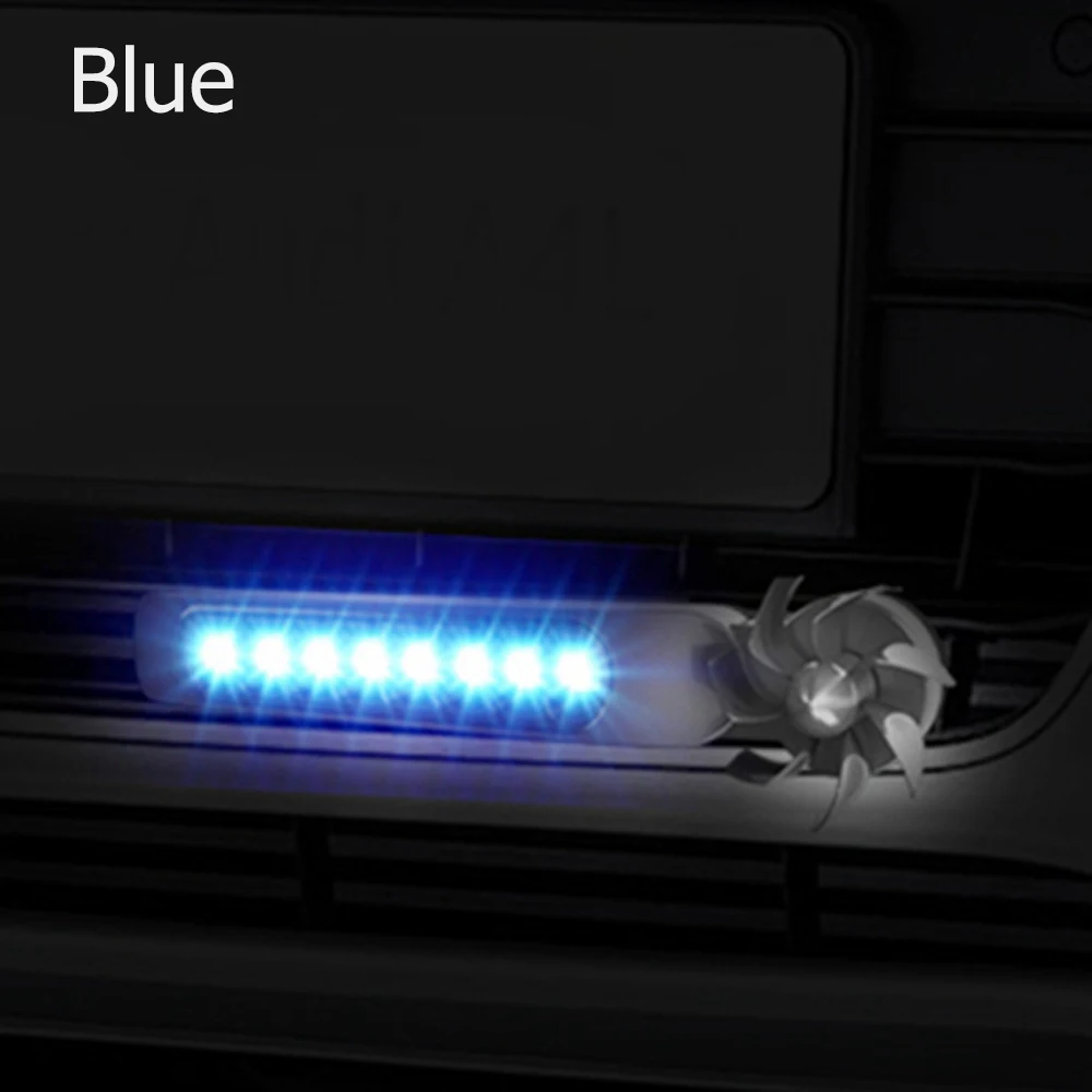 Blue 2 шт. автомобильные светодиоды без проводки, ветрозащитная решетка, автомобильные фары с вентилятором, вращение для автомобиля, Предупреждение льные лампы, дневные ходовые огни - Испускаемый цвет: Blue