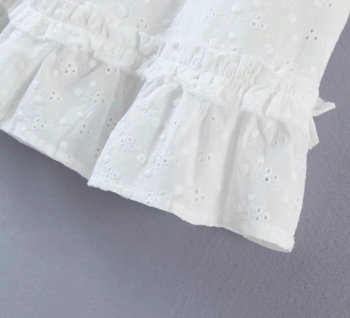 

2021 Summer Femme New Embroidery Dress Women's Clothing Jacquard Cotton Dresses French Style Retro Lace Ruffles Sweet Dress