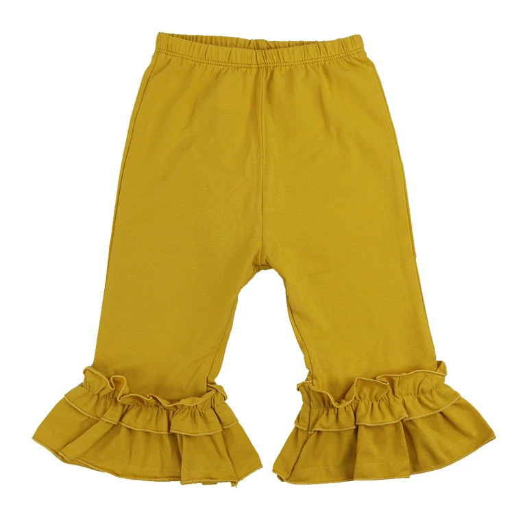 Мягкие хлопковые расклешенные брюки с оборками для маленьких девочек однотонные