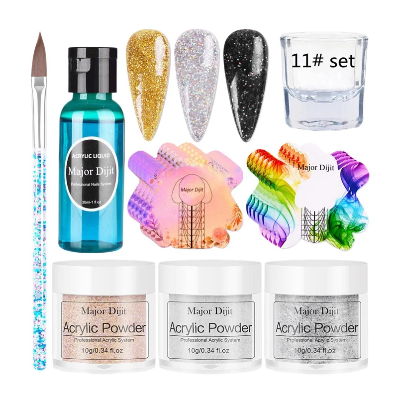 

1Set Acrylic Powder Set Nail Kit 3 Colors Carving Nail Art Gel for Extension Manicure Tools Set Acrylic Powder for Nails