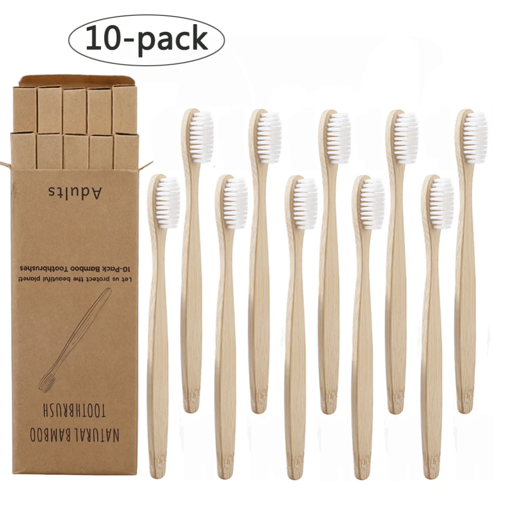 Wholesale Toothbrush Eco-Friendly Rainbow Bamboo Soft Fibre Toothbrush Biodegradable Natural Bamboo Handle Toothbrush oral care - Цвет: White