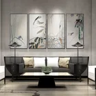 Картина с цветами и птицами в китайском стиле, постеры на холсте для украшения дома