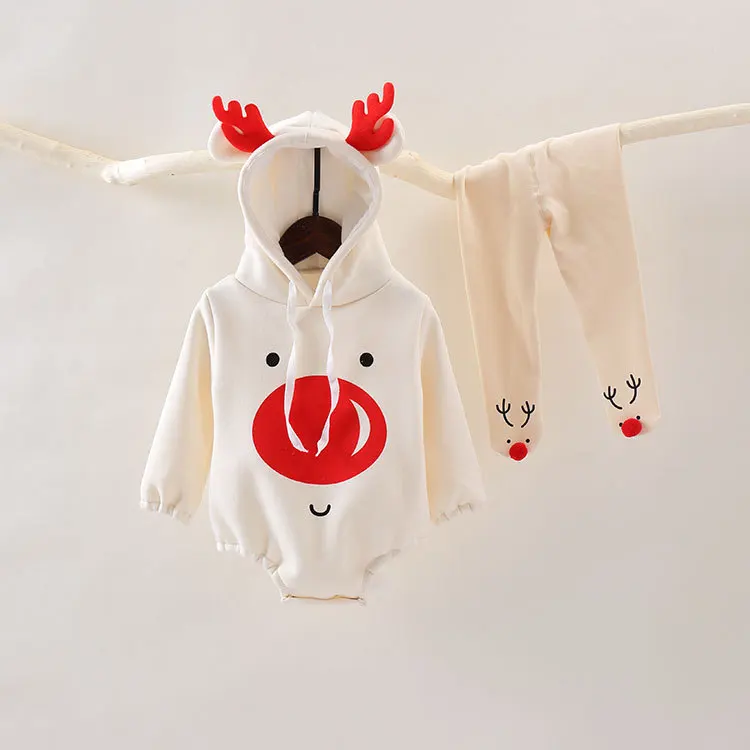 Рождественские утепленные детские осенние Топы с длинным рукавом для маленьких