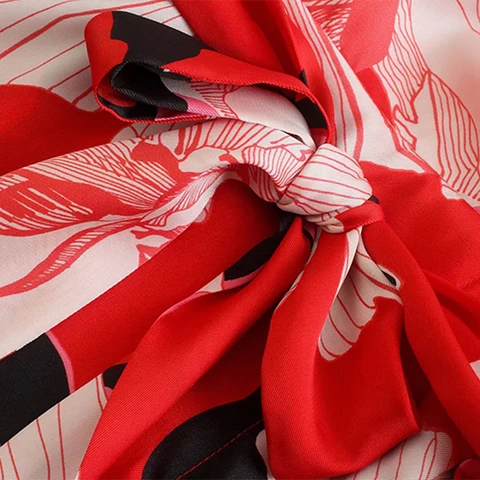 Элегантное платье-миди с цветочным принтом и поясом, шикарные платья а-силуэта с V-образным вырезом и рукавом три четверти, женское шикарное праздничное платье