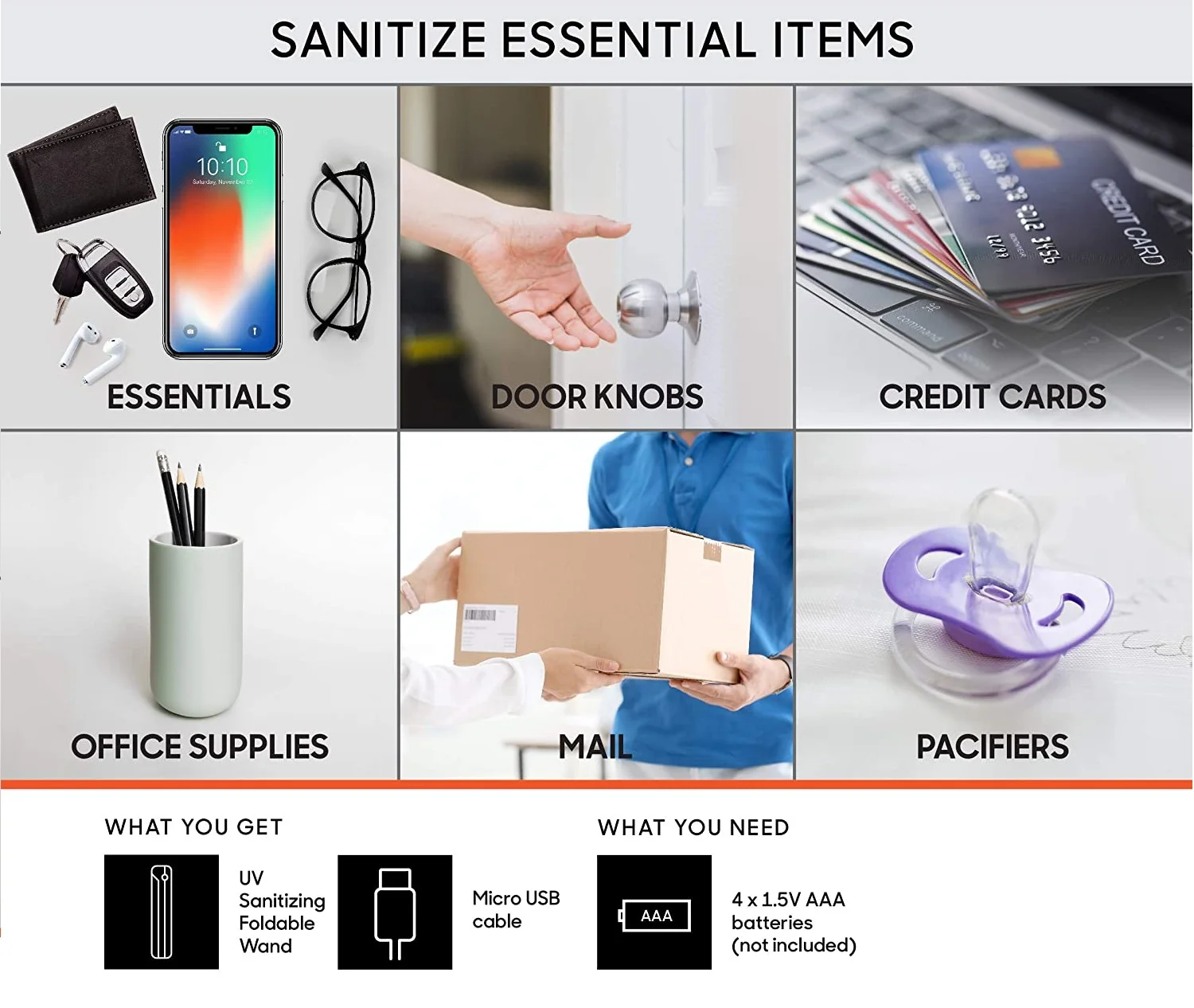 Портативный дезинфицирующий мини-светильник с УФ-лампой складная