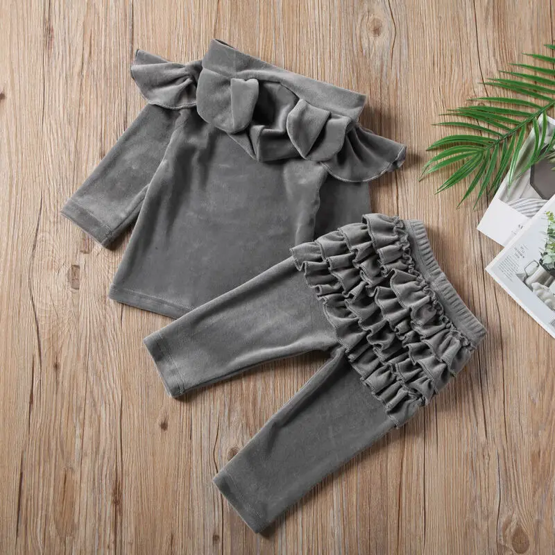 Спортивный костюм для девочек 2-6 лет однотонный топ с капюшоном и длинными